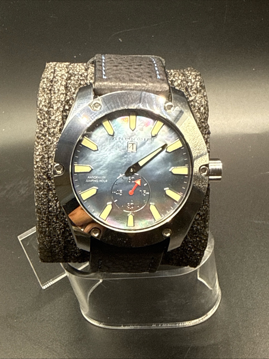 Rare Android 48mm Mens Antigravity Tungsten Jumping Hour Mop Sapphire 84/400